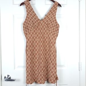 Wild Fable V-Neck Copper Check Mini Dress
